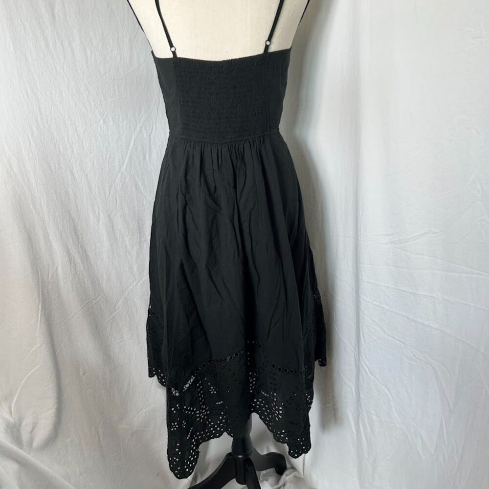 Whimsigoth Black Cotton Lace Handkerchief Hem Midi Dress Universal Thread Small - Picture 2 of 16